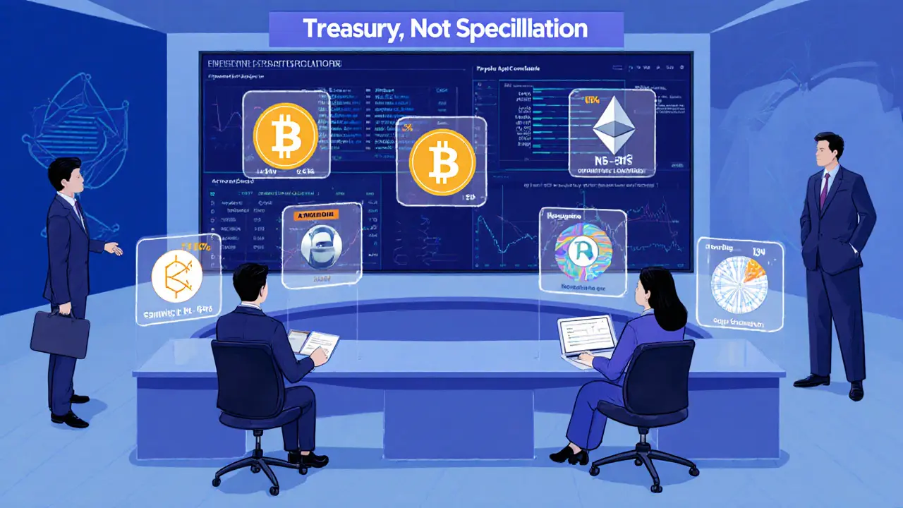 Corporate executives in Seoul managing crypto holdings within 5% asset limits under strict oversight.