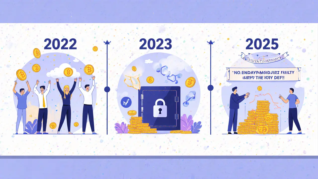 Timeline showing BabySwap&#039;s evolution from 2022 airdrop to 2025 utility-focused rewards.