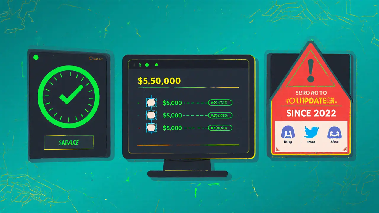 A trader&#039;s dashboard showing a large successful swap alongside warnings of no updates since 2022.