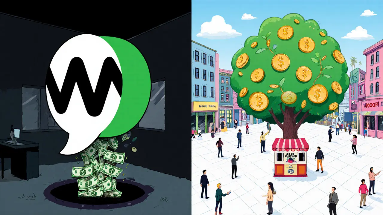 Contrast: Upwork taking 20% vs. WoofWork.io with zero fees and community rewards