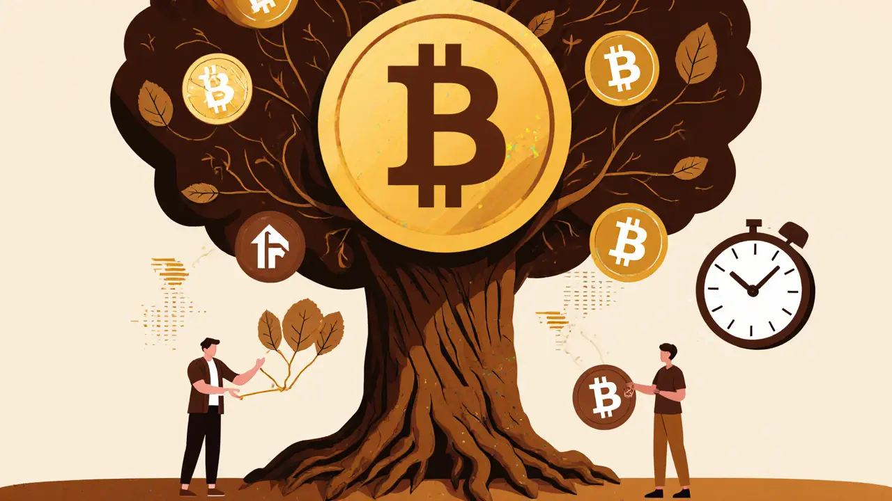 ONUS token tree growing from trading volume, converting delisted tokens into leaves