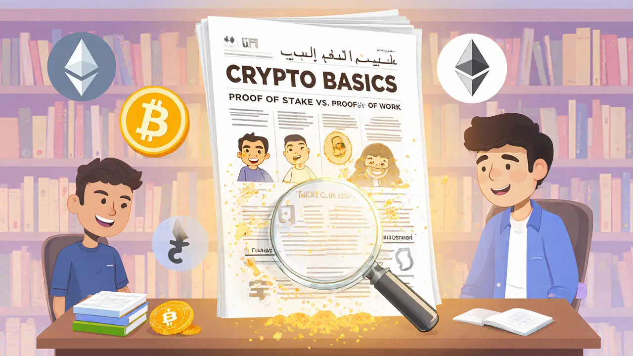 Educational crypto magazine teaching blockchain concepts to a young Iranian user