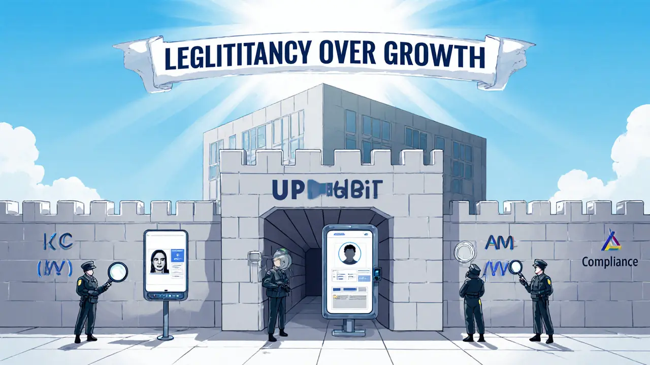 Upbit’s office is now a compliance fortress with AI guards and verified users passing through.