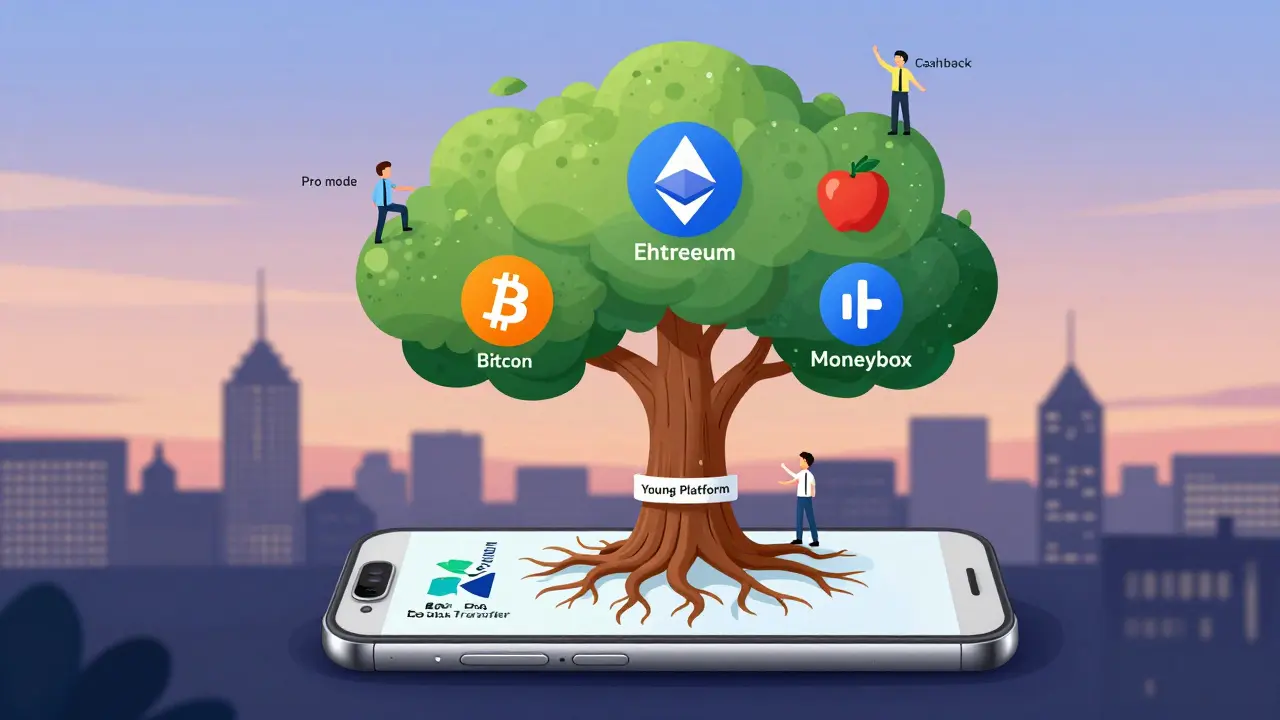 A digital tree growing from a phone, symbolizing crypto growth through banking and regulation in Europe.