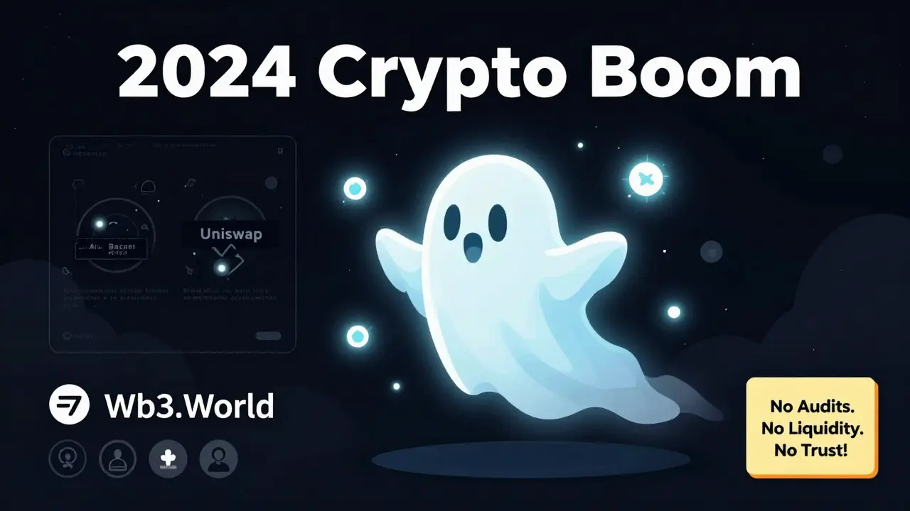 Ghost-like Web3.World fading in a booming crypto landscape, with only two dim tokens and no team or security signs.
