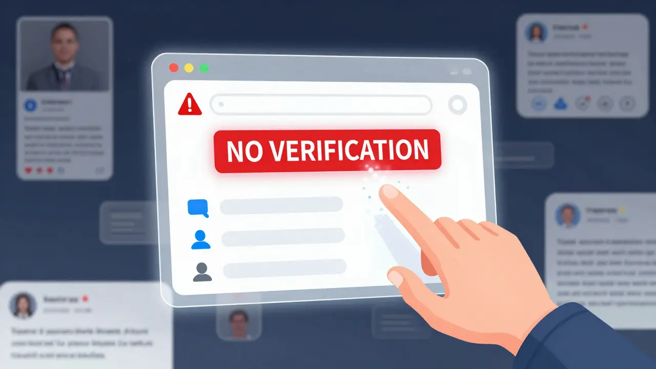 A ghostly crypto exchange interface with no details hovers as a user's hand fades away, warning of unverified, unsafe platforms.