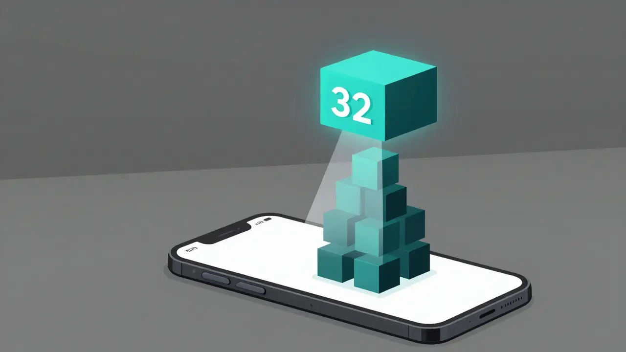 A smartphone sending a proof to a Merkle structure of nine hash cubes, connected to a block header.