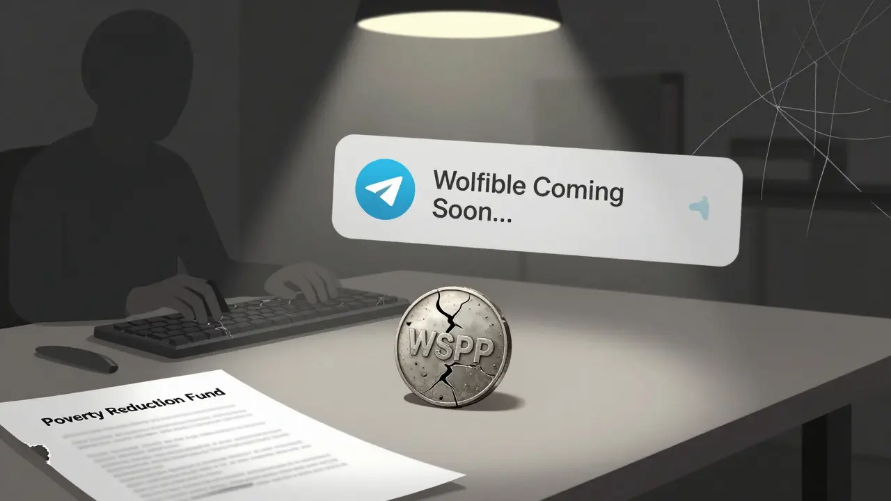 A forgotten WSPP token beside a stale Telegram alert, representing the project's stalled progress.