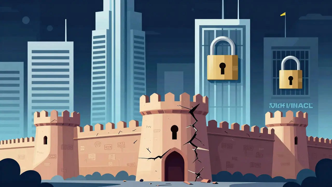 Conceptual art showing blocked access to global and local crypto exchanges
