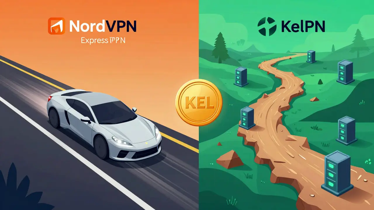 Comparison illustration showing smooth traditional VPN paths vs rugged decentralized networks.