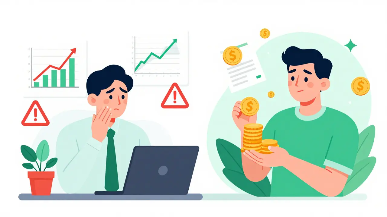Contrast between complex leveraged trading and simple spot staking