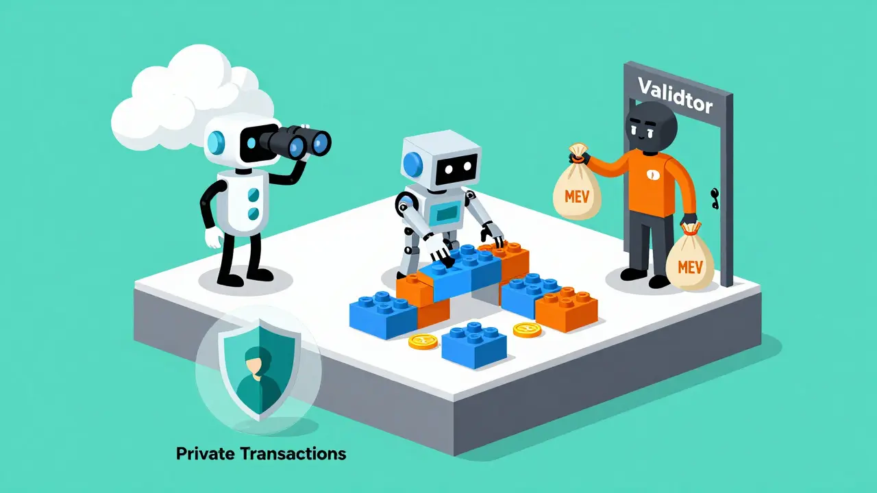 Diagram of MEV searchers, builders, and validators extracting value