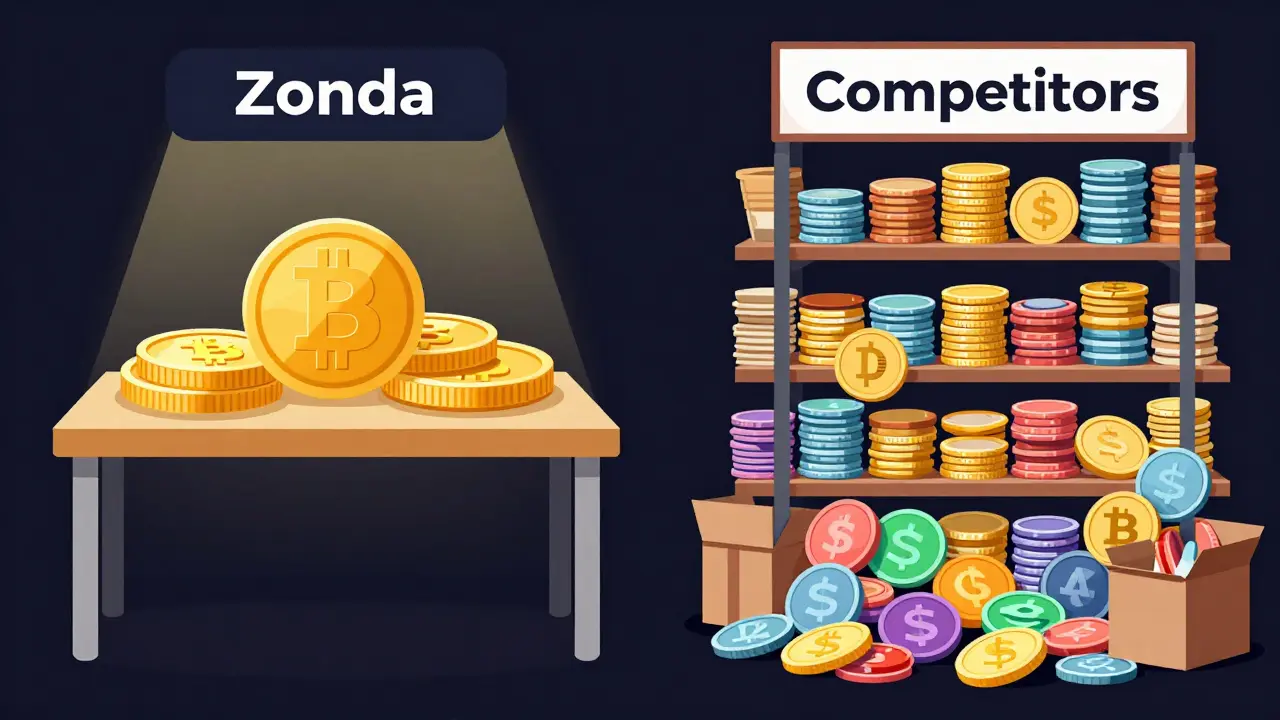Illustration comparing few premium coins vs many obscure ones
