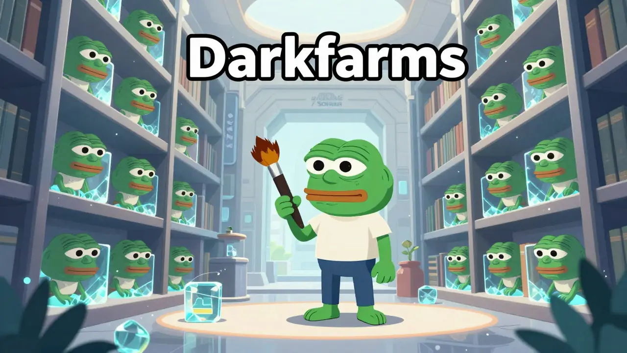 Cartoon artist curating a digital library of preserved memes on Solana blockchain.