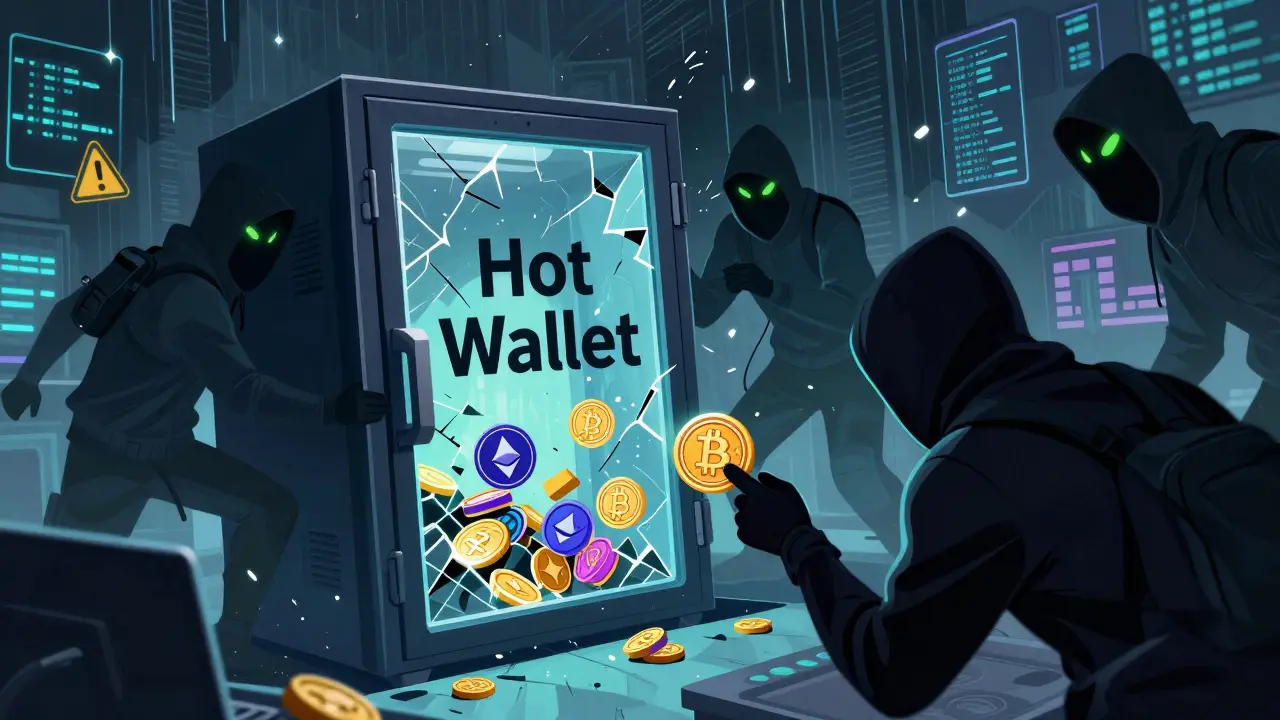 Hackers stealing crypto coins from a broken hot wallet