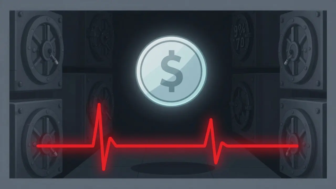 Illustration of ghostly coin in void showing zero market volume and liquidity