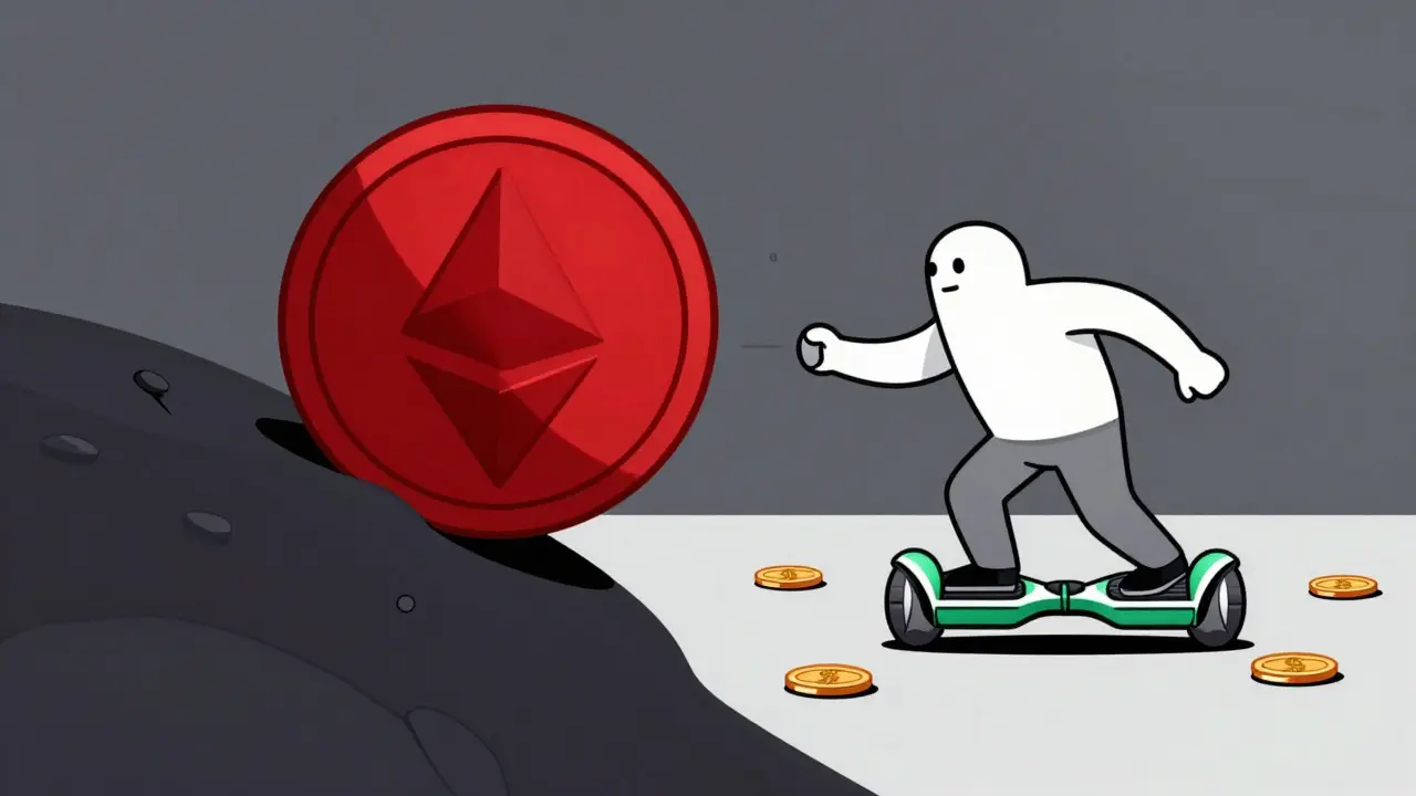 Cartoon showing a struggle with high fees versus easy low-cost trading