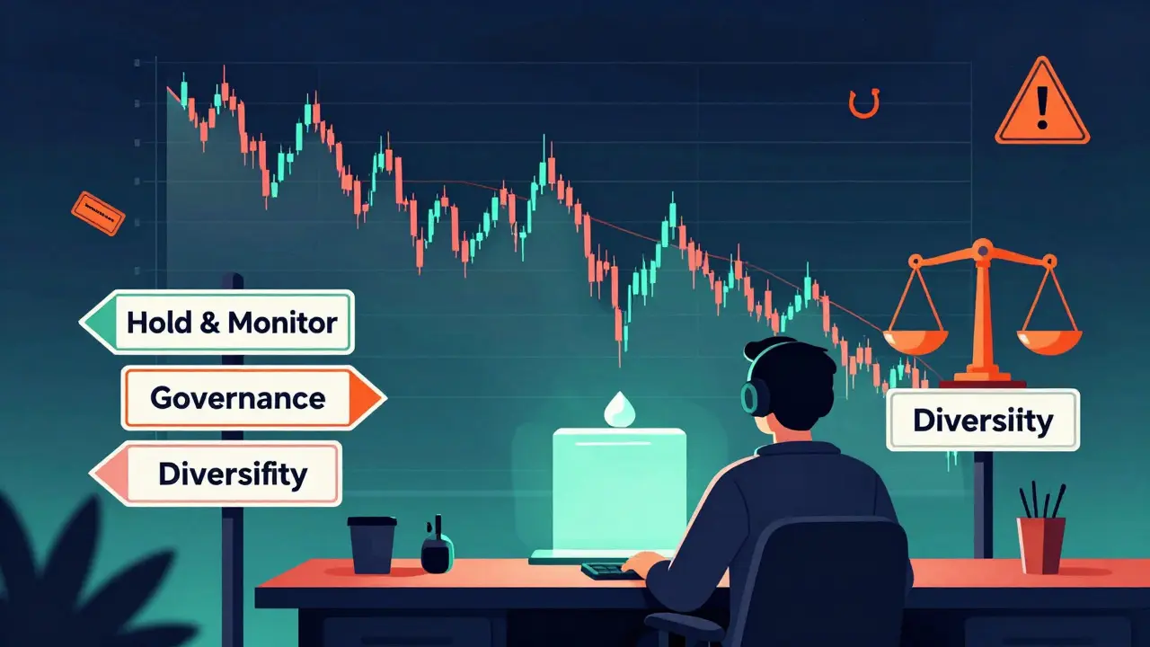 Gamer choosing between holding, governance, or diversifying crypto assets.
