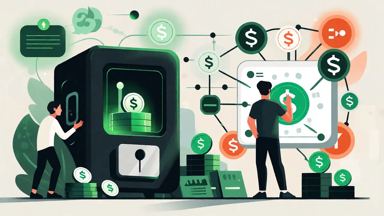 Cartoon depiction of earning BRY through DeFi liquidity mining and staking activities