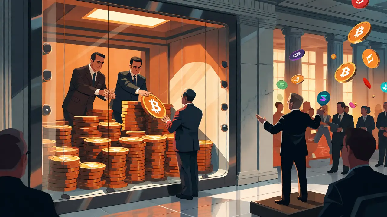 Depiction of the U.S. Strategic Bitcoin Reserve with permanent holdings and managed altcoins.