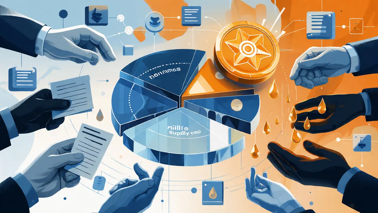Illustration showing LODE tokenomics with voting and revenue sharing concepts.