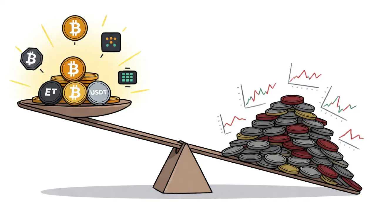 Scale comparing BitoPro's simple curated coins against complex global exchanges