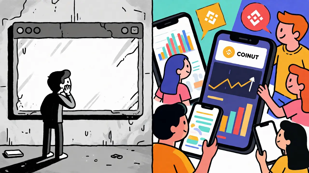 Comparison of outdated desktop-only trading versus modern mobile app experiences.