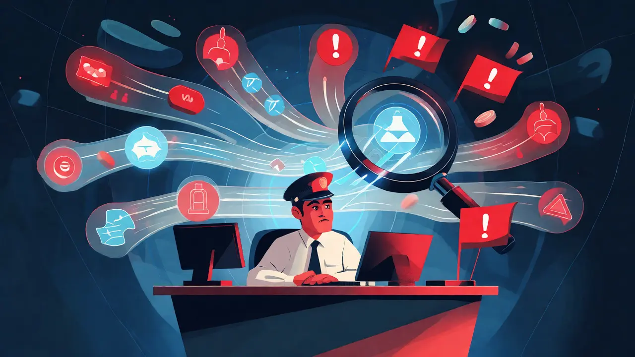 Digital surveillance system flagging crypto transactions