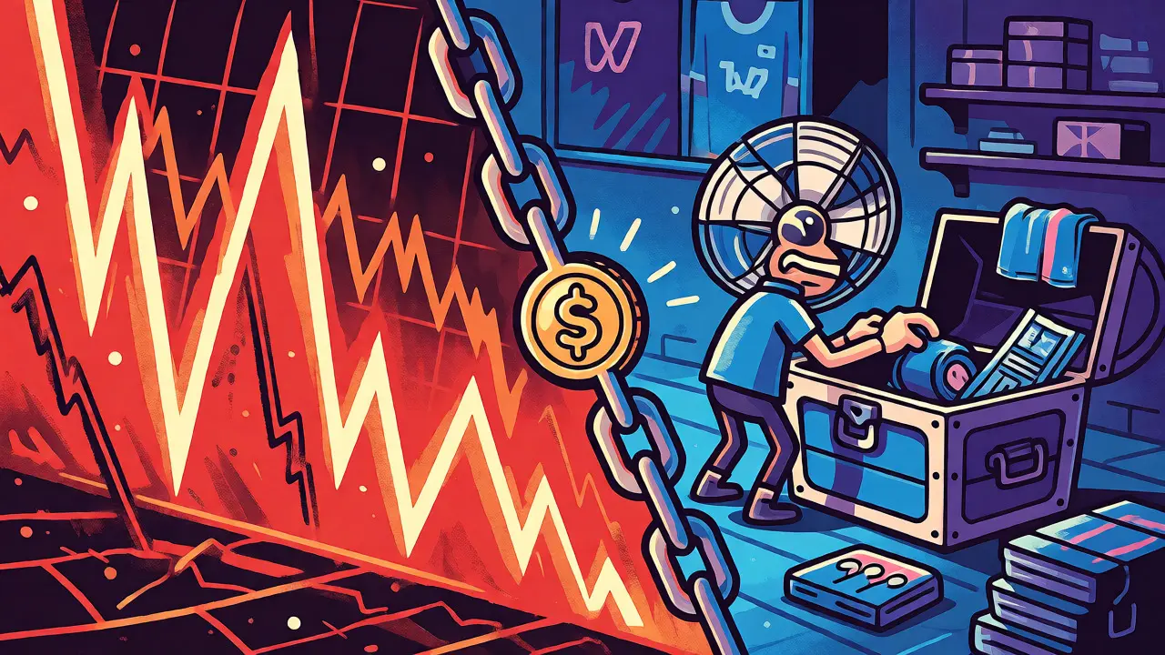 Split view comparing crypto market volatility with tangible fan rewards.